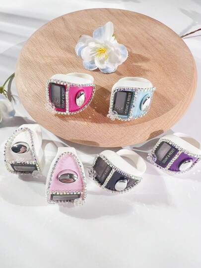 Contador de dedos decorado con cristales rhinestone / Elegante combinación de conteo y moda / Esencial para deportes al aire libre, disponible en múltiples colores