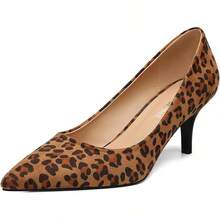 Women's Pumps Pointed Closed Toe Low Heels Dress Shoes For Work Business Office Wedding Casual 2.3 Inch-20256688 - Leopard Print - View 1
