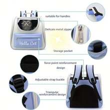 Pet Bag, Cat Backpack, Cat Backpack With Ventilated Design, Suitable For Carrying Kittens/Puppies, Pet Backpack For Camping/Outdoor Activities - 藍色 - 查看 9