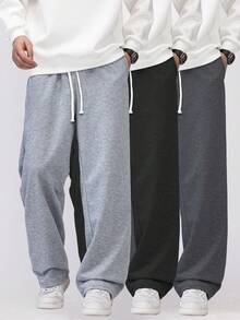 Men's Casual Sports Pants, With A Loose Straight Fit And A Drapey Feel, Suitable For Home And Outdoor Activities. They Can Be Used As A Couple's Gift. Made Of 100% Polyester Fiber, They Come With A Drawstring Waistband For Easy Adjustment And Are Available In Multiple Colors.