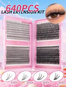 640pcs/Set Large Capacity D-Curl Eyelashes, Large Capacity Eyelash Book, Eyelash Extension Kit (10D+20D+30D+40D+50D+60D+80D/50D+60D+80D+100D), Natural Eye Makeup, 10-16pcs Mixed Waterproof Faux Mink Hair False Eyelashes, 3D Individual Lashes Set, Portable And Reusable, Suitable For Daily Outings, Vacations, Daily Makeup, Cosplay, Full Makeup And Daily Wear - DD - 查看 7