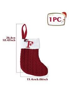 1pc Red Christmas Hat Letter Knitted Socks, English Letters Hanging Stockings, Suitable For Party Decoration 2026 New Year Party Favors Supplies, Baby's Room Decoration, Home Nursery Hanging Decorations, Personalized Initial Xmas Stocking, Family Holiday Xmas Home Room Decor, Xmas Tree Ornaments, Xmas Eve Surprise Gifts Package Xmas Costumes, Baby Xmas Gift, Babe Party Favor - Christmas Hat Letter Knitted Socks - View 32