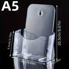 1 قطعة حامل أكريليك يدوي بحجم A5 - رف عرض مثبت على الحائط، مناسب للنشرات والكتيبات والكتب والمستندات والأوراق والبطاقات التجارية - منظم شفاف للمكتب والمنزل، تخزين رأسي، تصميم بسيط، رؤية سهلة، عرض مريح، ملف حديث، حامل قوي، مثالي لمتاجر البيع بالتجزئة والنشرات/التذاكر | رف ملفات موفر للمساحة للمكتب/المتجر (عرض متعدد الزوايا وخالي من الفوضى)، خيار تخزين مثالي، رائع لغرف الاجتماعات ومناطق الاستقبال والمناطق السياحية