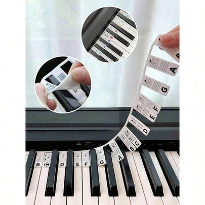 1pc Reusable Silicone Piano Note Guide, Easy To Install And Remove Piano Keyboard Note Labels, Fit 61/88 Full Size Keys, No Sticker Needed, Soundproof, Kalimba Thumb, Tuning Fork