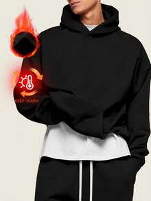 男士休闲运动卫衣 - 纯色，长袖，针织面料，H型版型，适合徒步旅行和户外活动，涤纶材质，圆领，秋冬季运动风