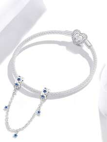 1 件 925 纯银太阳、月亮和星星安全链，适合手链 DIY 女士珠宝 - 銀色 - 查看 8