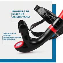 Snorkel Frontal Natacion,Adulto/Niño Snorkel Natacion, Elástico de Cabeza Fácilmente Ajustable, El Material de Sílice de Calidad Alimentaria es  e Inodoro, Bueno para Nadar y Bucear - rojo - Ver 5