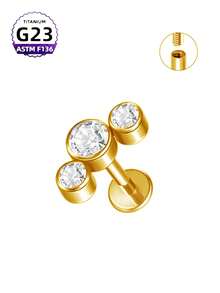 CatDObo 1 件 G23 钛合金唇钉耳屏耳环耳钉内螺纹氧化锆唇环耳软骨耳轮穿孔身体饰品 16G