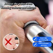 Gym Grips Weight Lifting Grips, Ergonomics Workout Rubber Fingerless Anti-Slip Rypt Grip Hand Protector Gloves For Exercise, Weight Lifting, Dumbbell - 黑色 - 查看 4