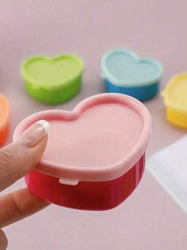 5 pezzi Colorati Mini Contenitori per spuntino, Contenitori a Forma di Cuore/Fiore/Quadrato per San Valentino, Barattoli per Spezie con Coperchi, Organizer Arcobaleno per Caramelle e Noci, Portaspezie da Cucina, Mini Contenitori per Condimenti, Barattoli Ermetici in Plastica con Coperchi, Forniture per Scuola, Regali per il Ritorno a Scuola, Coppette Riutilizzabili per Accessori Bento