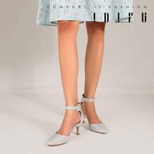 Women's IN3 D'Orsay Pumps Low Kitten Heels For Women Dress Shoes Pointed Closed Toe Wedding Bride Ankle Strap Dressy Silver Black Nude White Gold Heels For Women-2025 - Silver Glitter - 查看 6