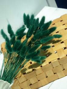 60/120/240 piezas Flores artificiales estilo bohemio - Colas de conejo secas naturales Pampas Grass - Multicolor, Flores de diente de león - Decoración para el hogar, la boda, la oficina, la cafetería - Regalos para el Día de San Valentín y el Día de la Madre - Verde Oscuro - Ver 2