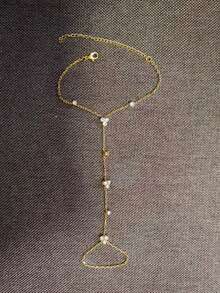 1pc Bohemian Crystal Finger Hand Chain Bracelet With Rhinestone, Fashion Jewelry Accessory, Suitable For Parties, Ins Style