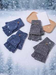 1 双男女通用冬季手套 - 升级版触摸屏手指设计，温暖针织手套，适合寒冷天气、跑步、驾驶 - 时尚厚实柔软的雪尼尔手套，袖口厚实，适合寒冷天气万圣节配饰冬季手套 - 彩色 - 查看 8