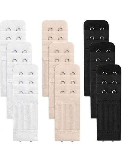 10 st/1/3/6/9 st BH-förlängare 2 krokar 3 rader, förlängd, underklädestillbehör, resår, justerbar, underklädesförlängningsspänne, BH-förlängningsspänne, spänne för bröstknäppt BH-rygg