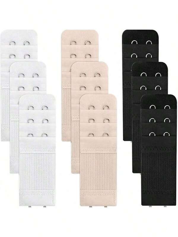1/3/6/9 piezas Extensor de sujetador 2 ganchos 3 filas, alargado, accesorios de ropa interior, elástico, ajustable, hebilla de extensión de ropa interior, hebilla de extensión de sujetador, hebilla trasera de sujetador con abotonadura