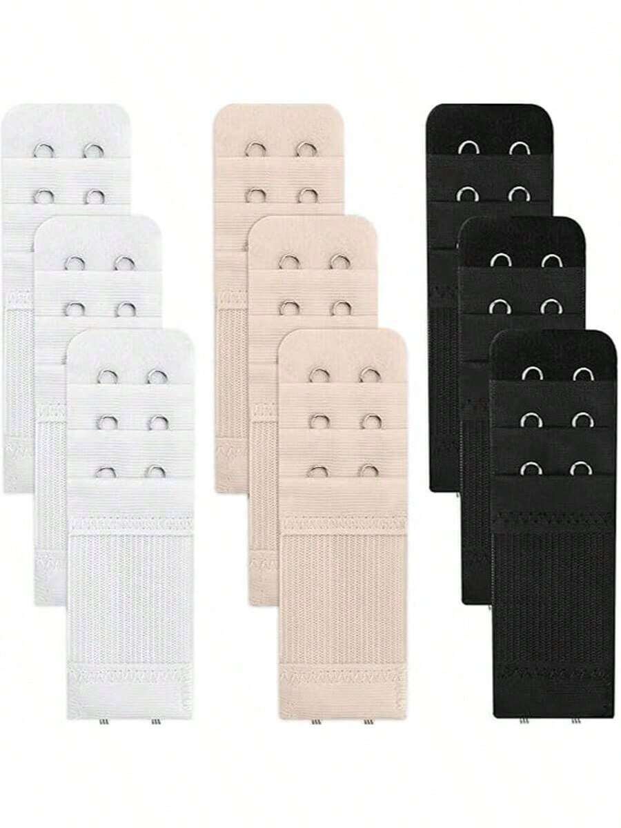 10pcs/1/3/6/9pcs Bra Extender 2Hook3Row, Elongated, Underwear Accessories,Elastic, Adjustable, Underwear Extension Buckle, Bra Extension Buckle, Breasted Bra Back Buckle