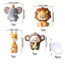 2pcs/8pcs Cake Topper Wild Animals-Lion Elephant Giraffe Monkey Cake Jungle Animals Wild One Cake Topper Birthday Party Decoration