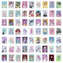 63pcs Anime Cartoon Girl Stickers, Paper Self-Adhesive Decals For Luggage, Phone Cases, Laptops, Helmets, Skateboards, Waterproof DIY Decorative Stickers With Glossy Finish, Asymmetrical Shapes For Plastic Surfaces - Single Use
