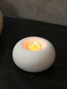 1件套白色陶瓷烛台 - 创意简约家居装饰，适用于餐桌和书桌，圆形烛台，餐桌、婚礼、节日家居装饰，圣诞节和新年理想之选 - 彩色 - 查看 8