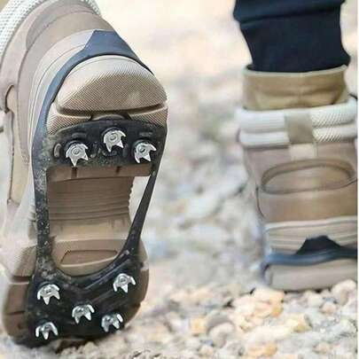 1/2 Pair Outdoor Anti-Slip Snow Shoe Spikes, 8-Teeth Stainless Steel Ice Cleats, Suitable For Icy And Snowy Surfaces, Winter Non-Slip Shoe Crampons