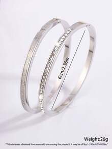 Camhanno 2 Sets Elegant Luxurious Stainless Steel Fine Fashion Style Roman Numeral Bracelets For Dating Party Daily Commute Perfect Present - Multicolor - View 10