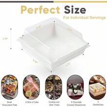 50 Pack Small Charcuterie Boxes With Lids - To Go Paper Charcuterie Box, Disposable Food Containers, 5Inch Dessert Boxes - Sandwich, Cookie, Sushi, Cake Slice, Strawberries Brown - trắng - Xem 2