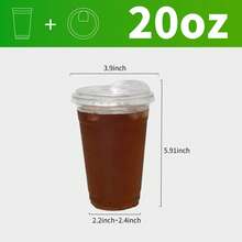 FookmeKag 100 Set Clear Plastic Cups, 12/16/20/24 OZ Disposable Iced Coffee Cups , Smoothie Cups, PET Crystal Party Cups, Cold Beverages Drinking Cups For Thanksgiving, Halloween, Christmas - dung tích - Xem 12