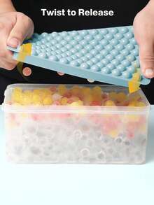 104pcs Mini Ice Cube Tray, Small Pebble Crushed Ice Cube Tray With Lid, Freeze Drinks, Coffee, Juice (0.56 Inch - Blue/Green) - Multicolor - View 3