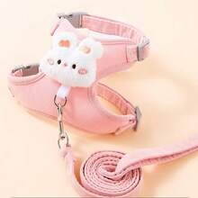 1pc Adjustable Rabbit Harness Vest, Cute Bear Head Rabbit Harness, Leash For Small Pets And Rabbits - Multicolor - View 14