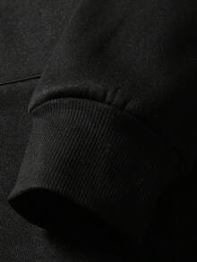 Men's Autumn Winter Black Hooded Sweatshirt With Drawstring And Pocket, "Secret Bear Keep Happy" Graphic Print - AutumnTrends - Polyester Soft Casual Hooded Sweatshirt, Fall Wear SkateOutfitIdeas, ElegantCasual, Streetwear Essential, Fun - Themed Daily Pullover - 黑色5 - 查看 3