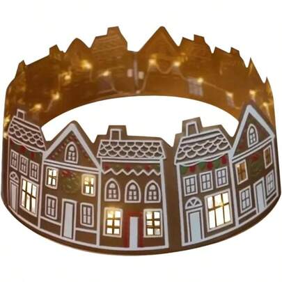 Collar De rbol De Navidad De Casa De Pan De Jengibre, Falda De rbol De Navidad Con Luz, Cubre Pie Arbol Navidad Con Iluminacin LED, Cubierta De Soporte De Anillo De rbol Para Decoracin Navidea