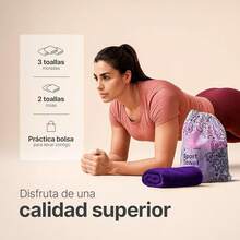 Kit 5 Toallas de Microfibra Deportivas| Súper Absorbentes y de Secado Rápido| Color Negro/Gris| Fácil de Transportar| para Gym y Natación. - Rosa/Morado - Ver 10