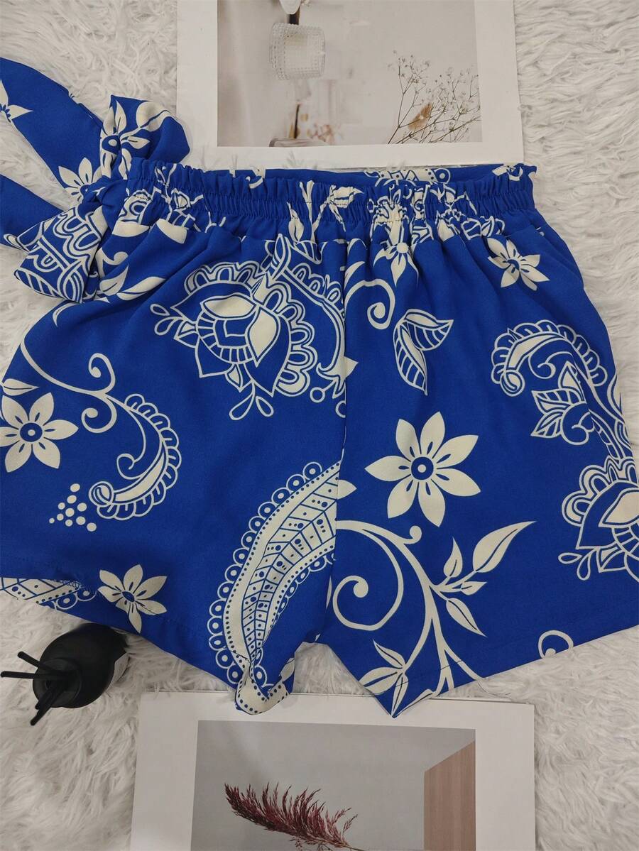 Women's Skirt Shorts - 花朵藍 - 查看 1
