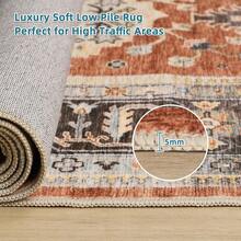 Dripex Machine Washable Rug - Green Boho Living Room & Bedroom Soft Short Pile Dining Room & Traditional Kitchen Non Slip 80x150cm - Ruby Red/Brown - View 7