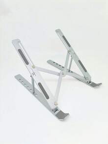 1pc White Foldable Portable Laptop, Tablet & Phone Stand With Adjustable Height & Cooling Function