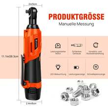 HSHa Akku-Elektro-Ratschenschlüssel, Power-Ratschenschlüssel-Set mit 2 Akkus, 7 Steckschlüsseleinsätzen, Reparaturwerkzeug für Autoreifen, Autozubehör, Heimwerkerarbeiten