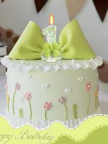 浅绿色蝴蝶结数字 0-9 生日周年纪念婚礼订婚派对蛋糕装饰蜡烛 - 淺綠色 - 查看 5