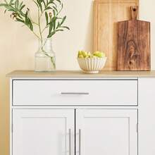 SoBuy Kitchen Island With Worktop, Mobile Kitchen Trolley & Serving Trolley With Drawer, Freestanding Kitchen Island On Wheels For Kitchen, Dining Room & Outdoor, White W99 X H85 X D40 Cm FKW133-WN - White - View 6