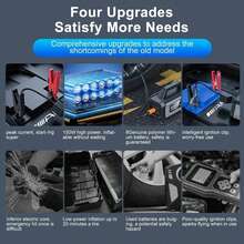 12V多功能汽车应急启动器，带便携式空气压缩机、汽车电池充电器/轮胎充气泵/14.8V 2500mAh移动电源，支持USB充电/放电/直流供电，150PSI轮胎充气泵，带数字压力表和LED工作灯，无线应急启动器，适用于汽车/车辆/摩托车/拖拉机。汽车配件/礼品。 - 彩色 - 查看 5