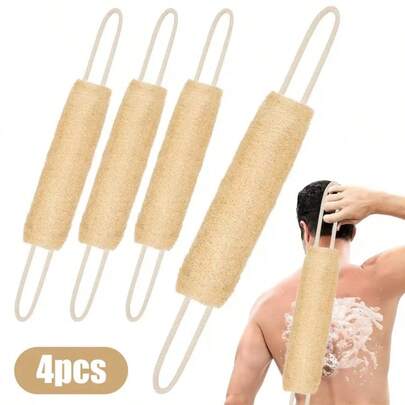 1 st naturlig exfolierande luffasvamp, lång luffakroppsskrubb med slitstarkt rephandtag, återanvändbar skummande ryggskrubbhandduk för massage och djuprengöring, exfolierande kroppsskrubb, ergonomisk design, högkvalitativ exfoliering, självvårdsrutin, hudvårdstillbehör, mild exfoliering, självvårdsentusiaster