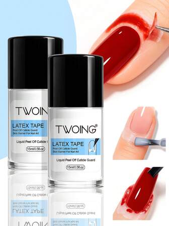 TWOING 15ml Nail Peel Off Liquid Anti-Overflow Glue Edge Latex Tape, Peel Off Cuticle Guard Nails Finger Lacquer Protector, Manicure Polish Accessory