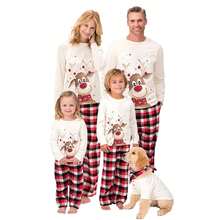 Family Christmas Pajamas Matching Sets For Kids Men Women Christmas Pajamas Cute Reindeer Tees Tops Plaid Pants Xmas Holiday Pajamas Sleeper Loungewear Matching Christmas Pajamas For Family - Đỏ và trắng - Xem 4