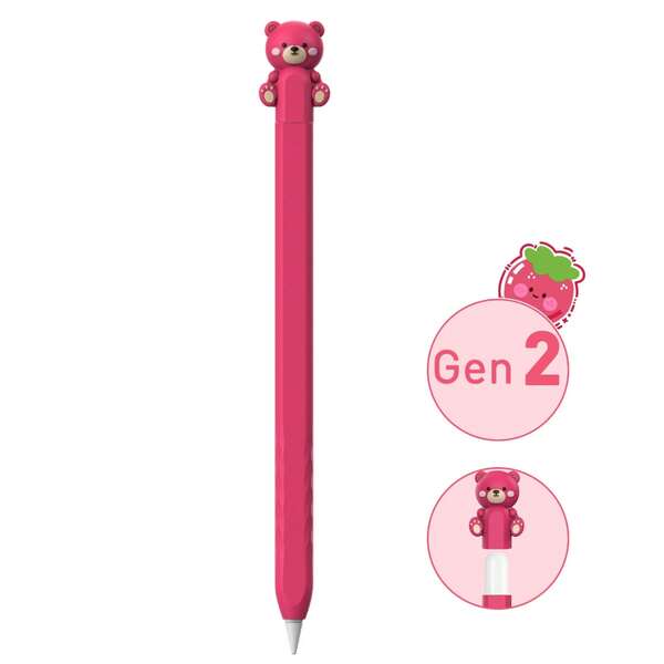 Funda linda de oso compatible con Apple Pencil Pro y 2da generación y Apple Pencil (USB-C), funda protectora de silicona con Apple Pencil de 1ra generación