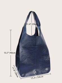 New Autumn And Winter Fashion Super Large Capacity Tote Bag Women's Niche Shoulder Portable Retro Retro Large Bag Simple Slouchy Style Commuting Travel Shopping Shopping Bag Leisure Travel Luggage Bag Going Out Armpit Bag Versatile Multi-Color Brown, New Arrival Tote Bags For Woman - 寶藍色 - 查看 8