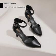 Women's IN3 D'Orsay Pumps Low Kitten Heels For Women Dress Shoes Pointed Closed Toe Wedding Bride Ankle Strap Dressy Silver Black Nude White Gold Heels For Women-2025 - 黑浦 - 查看 5