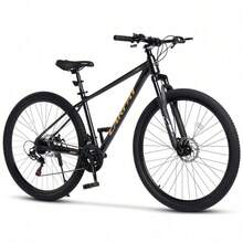 Bicicleta de montaña rígida de 29 pulgadas con recorrido de suspensión de 100 mm, cambios Tourney de 21 velocidades, cuadro de aluminio, frenos de disco mecánicos, bicicleta de trekking para adultos de 175 a 190 cm.
