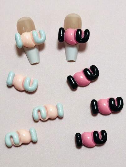 40 piezas surtidas de decoraciones para uñas y accesorios de manicura para el Día de San Valentín, incluyendo palabras "Te amo" en estilo Kawaii, charms 3D, adornos para esmalte y suministros para el salón de belleza