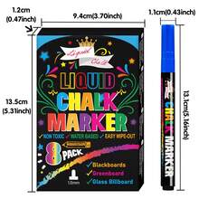 Marcadores de giz líquido de 8 cores para quadros-negros - Canetas marcadoras de quadro branco com cores vibrantes e apagáveis, para quadros-negros, janelas, quadros-negros, vidros, marcadores de janela apagáveis para carros