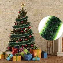 Green & White Tinsel Garland, Shiny Hanging Decoration, Christmas Tree, Fireplace, Staircase Railing, Indoor/Outdoor Holiday Decor, DIY Christmas Wreath Christmas Decoration XMAS Decor Christmas Tree Gift Decor Thanksgiving Wedding Home Decor Home Decor Fall Decor Autumn Decor Birthday Decorations For Gifts Party Supplies Indoor Outdoor Garden Holiday Festival Decor Halloween Decor Wall Decor Halloween Ornaments - Multicolor - View 6